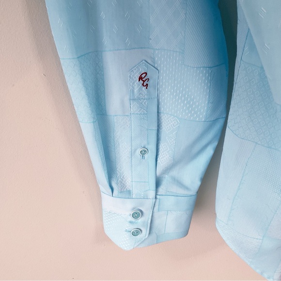 Robert Graham Long Sleeve Button Down Blue Dress Shirt Size L - Picture 9 of 12